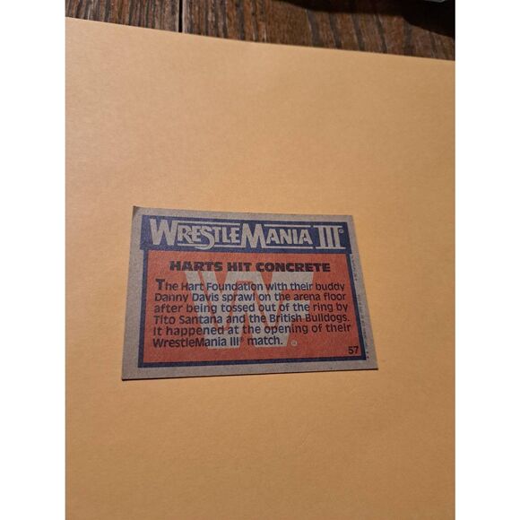 Vintage 1987 WWF WrestleMania III Trading Card #57 The Harts Hit Concrete Titan - Picture 3 of 3